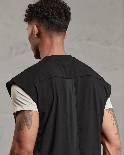 GINTPK Men's Crewneck Sleeveless Athletic Tank Top Performance Workout Muscle Tees Cotton Gym Cutoff Shirt Oversize Black Sleeveless T Shirts XL
