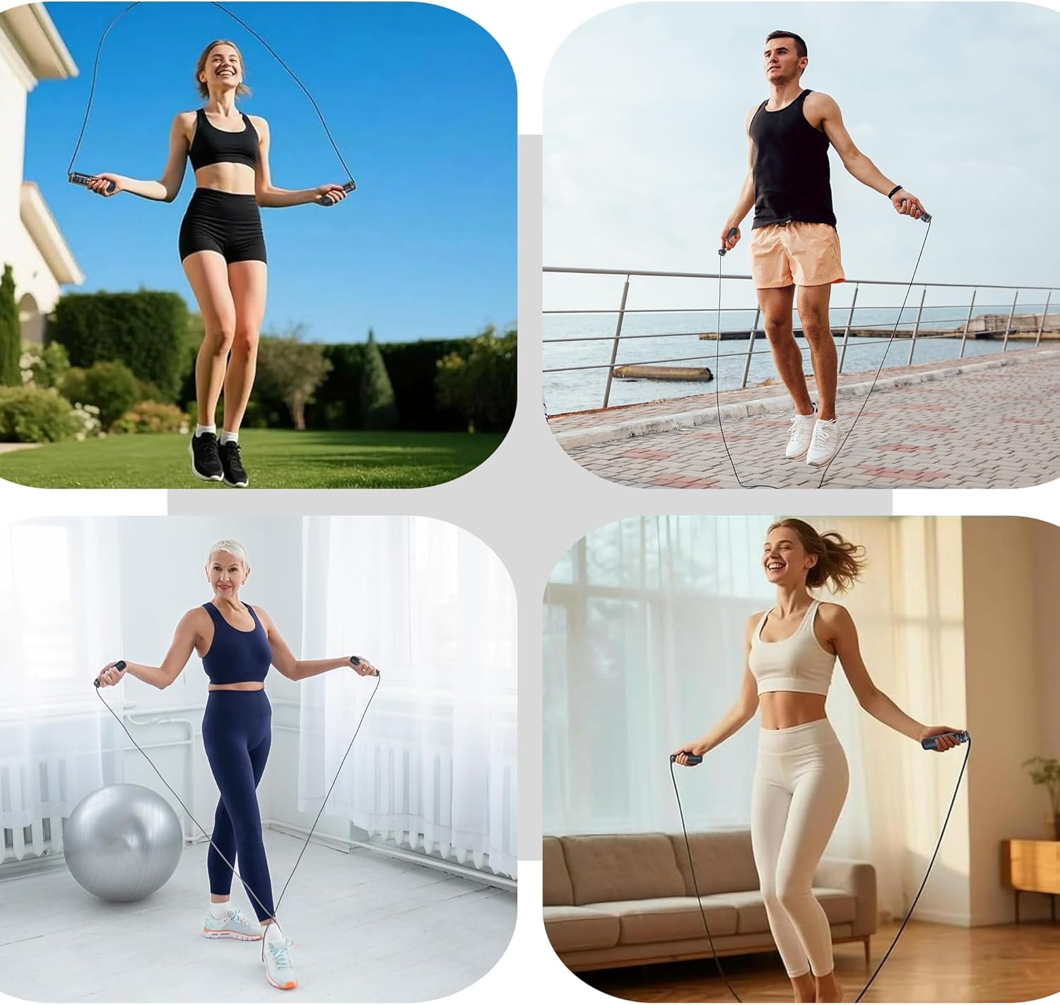 Smart Jump Rope - 2-in-1 Corded & Cordless Skipping Rope with HD Display, Adjustable Length & Weighted Handles