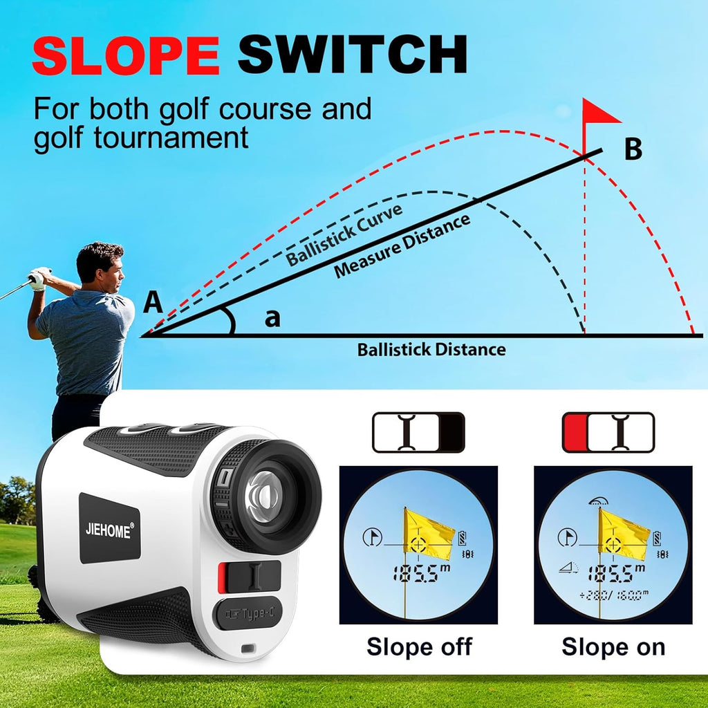 Skiennix Golf Rangefinder - Slope & Magnet Features, 1200 Yards, 7X Magnification, Rechargeable