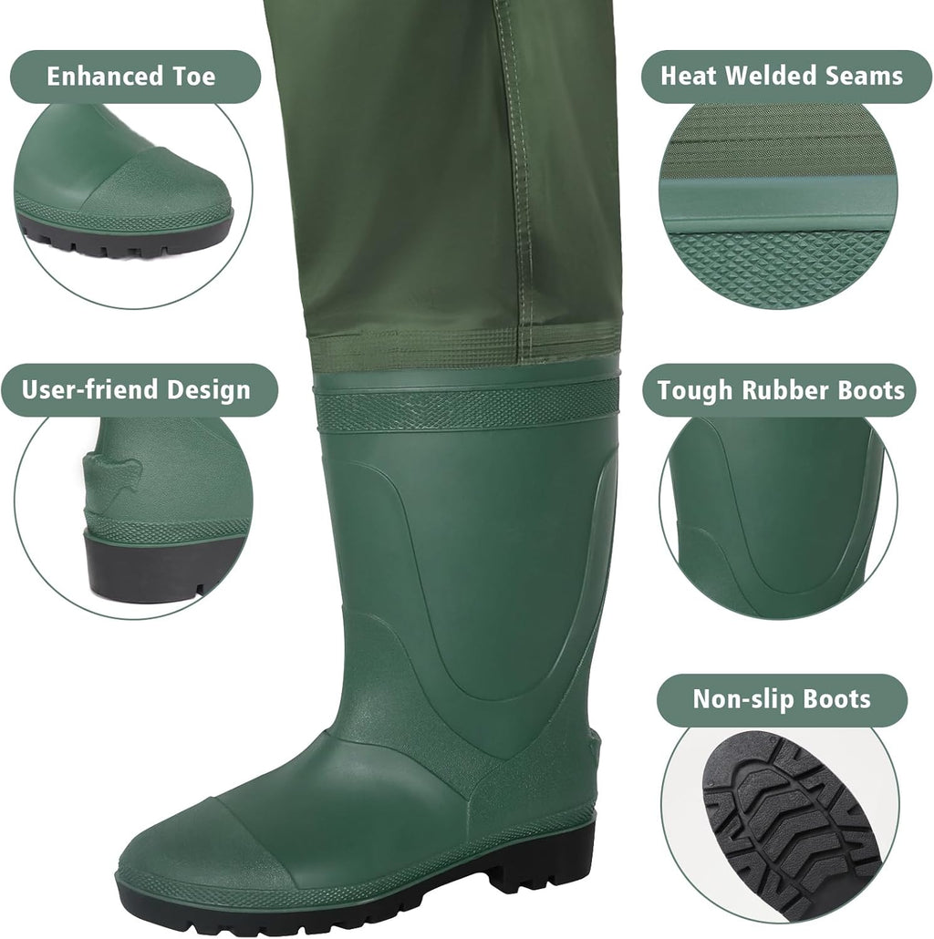 Trudave Chest Waders - Waterproof Fishing & Hunting Waders for Men | Durable 2-Ply Nylon/PVC