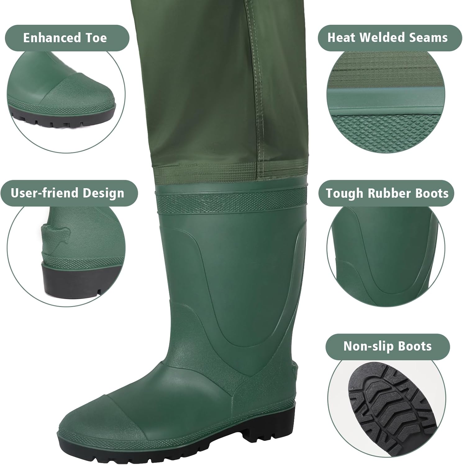Trudave Chest Waders - Waterproof Fishing & Hunting Waders for Men | Durable 2-Ply Nylon/PVC