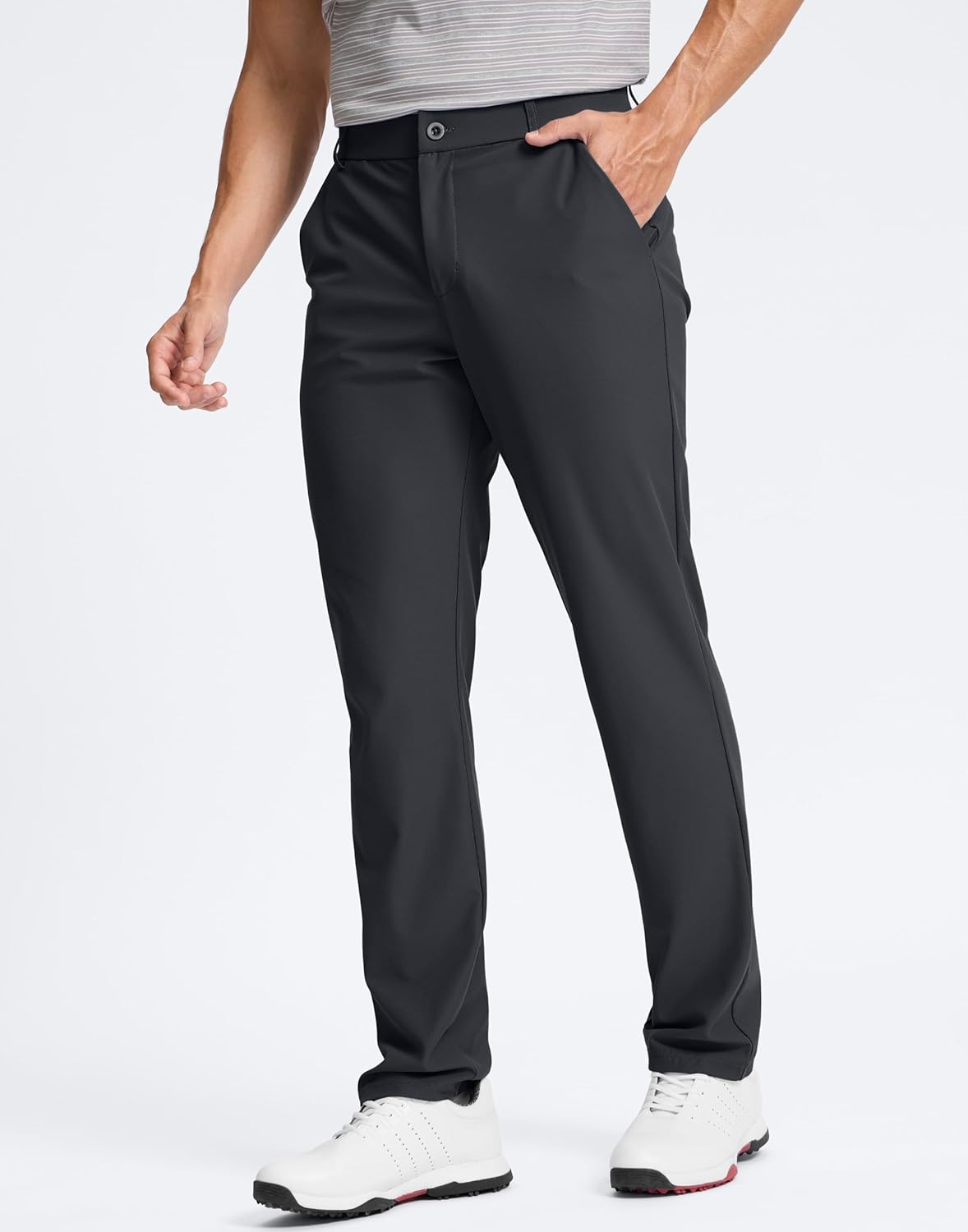 Pudolla Men's Golf Pants - Comfy Stretch Quick-Dry Casual Slacks with Pockets | Available in 30", 32", 34"