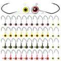 40-Pack Fishing Jig Heads 1/32-1/8oz - 5 Colors Kit for Panfish, Walleye, Bass (Style1+1/16) - 40 PCs