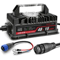 EPOWREY 48 Volt Golf Cart Battery Charger Onboard 15 AMP for EZGO TXT RXV/Club Car/Yamaha with Ring Terminals Plug