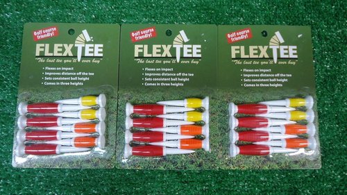 Flex Tee Golf Tees, 3-Pack Special, 24-tees, Red, Yellow, Org. New