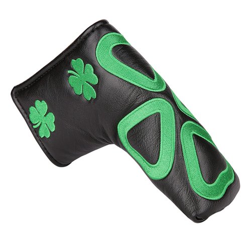 Golf Builder Clover Embroidery Golf Club Blade Putter Head Cover with Magnetic Closure (Black)