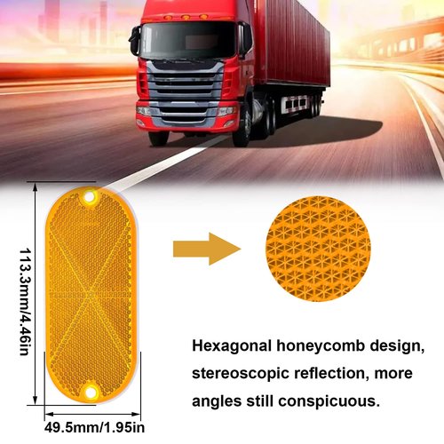 smseace 10Pack Safety Reflectors Yellow Oval Reflector with Mounting Hole Used for Roads，Mailboxes，Tunnels，Cars Front Reflector