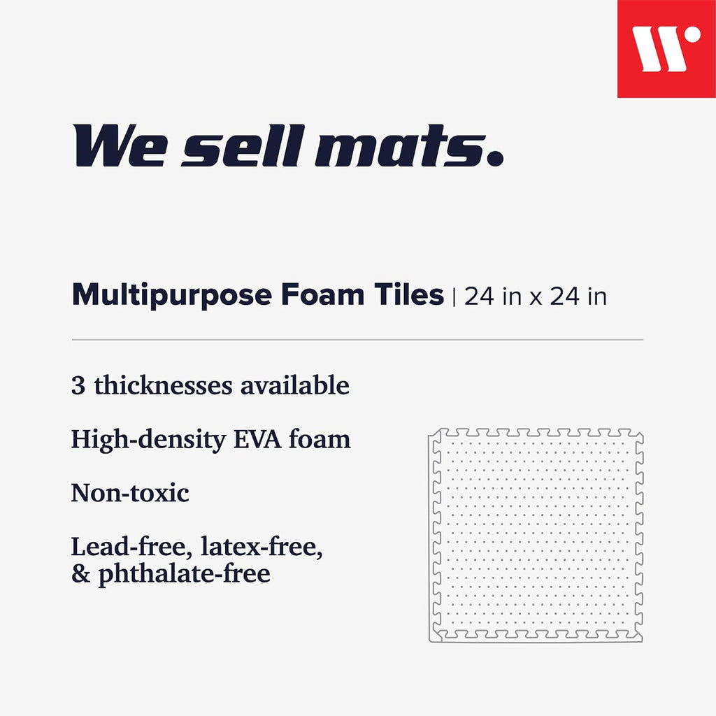 We Sell Mats | 3/8" Thick EVA Foam Exercise Floor Mat - Interlocking Anti-Fatigue Tiles for Home or Gym