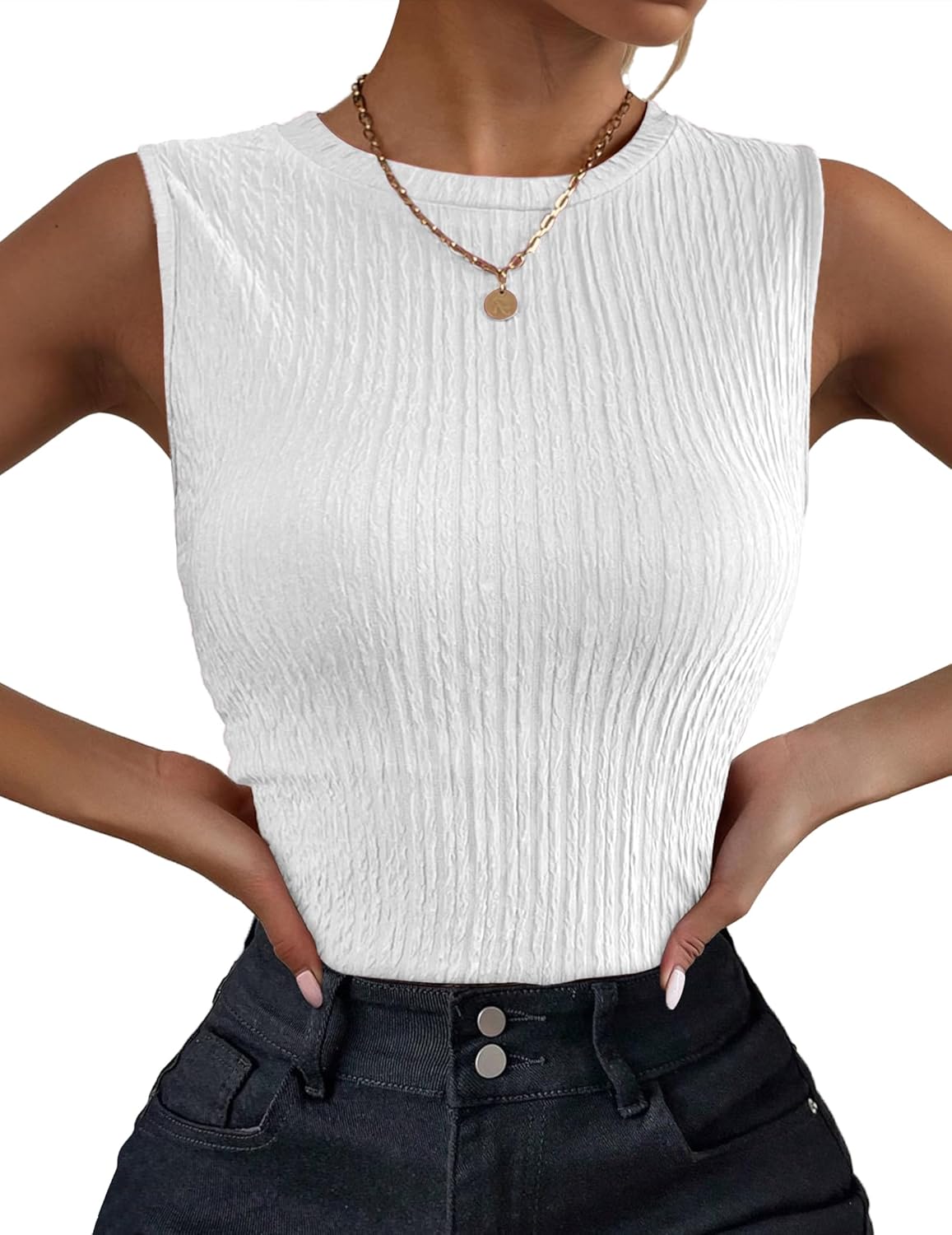Zeagoo Women's High Neck Tank Top - Casual Ribbed Knit Sleeveless Shirt for Summer | Slim Fitted Design