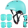 Glerc Warrior Adjustable ABS Material Lightweight Kids Sports Helmet with Handguard & Kneepad for Age 3-9 Year Old Toddler Youth for Cycling Bike Skateboard Scooter Skating, S Size Cyan