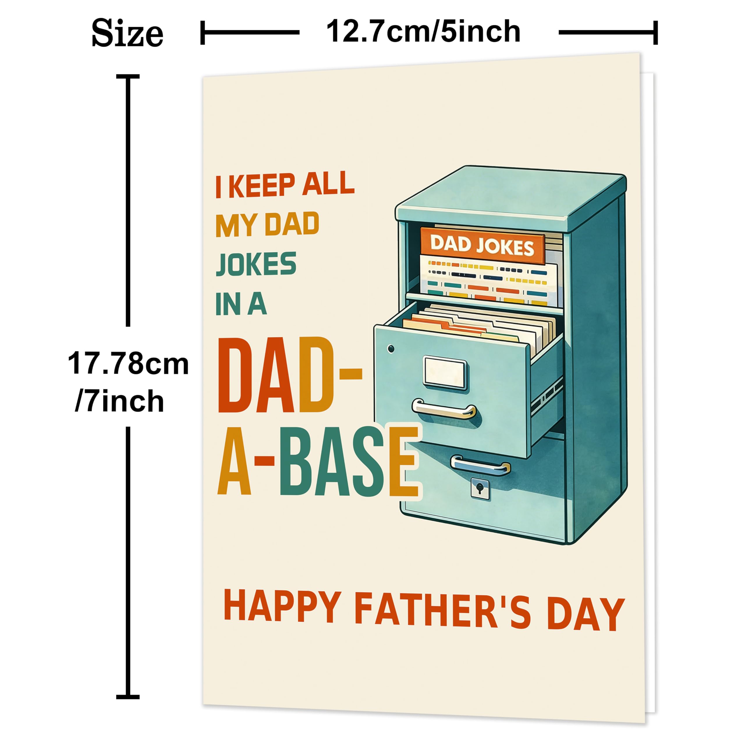 IDU Fathers Day Card, Funny Fathers Day Cards Gifts Decorations for Dad from Daughter Son, Happy Father's Day Cards Gifts Ideas with Envelope, Dad-a-base Pun Card for Dad