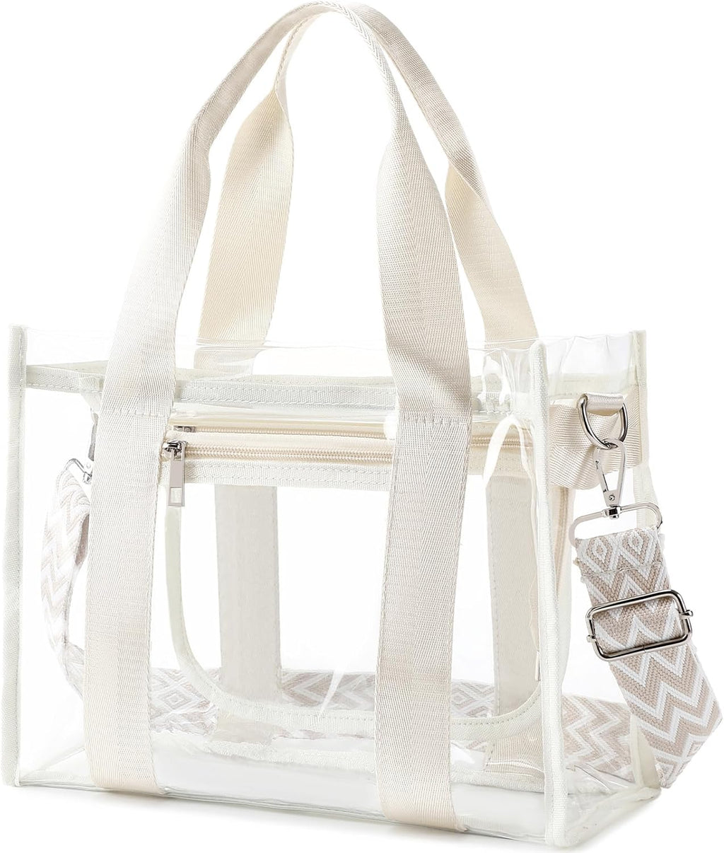 Skiennix Clear Stadium Bag - Large Transparent Tote with Inner & Outer Zip Pockets | Ideal for Sports, Concerts, Beach