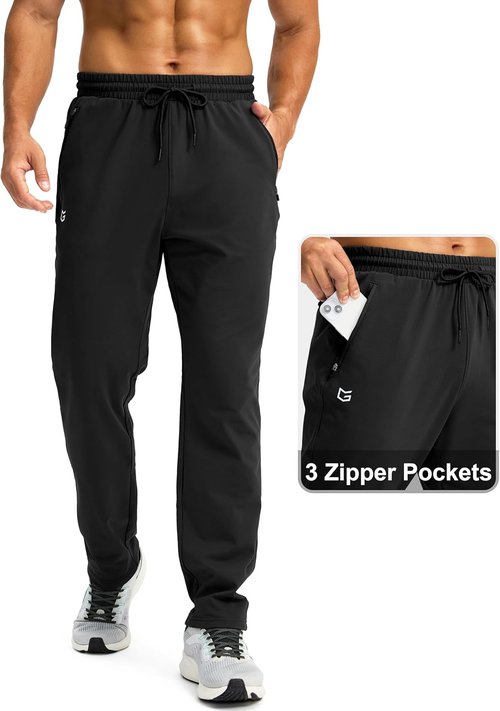 G Gradual Men's Fleece-Lined Winter Pants - Warm Athletic Joggers with 3 Zipper Pockets
