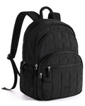 BAGSMART College Laptop Backpack, Travel Backpack for Women, Quilted Casual Daypack, Water-Resistant Bookbag for 15.6 Inch Laptop, Black