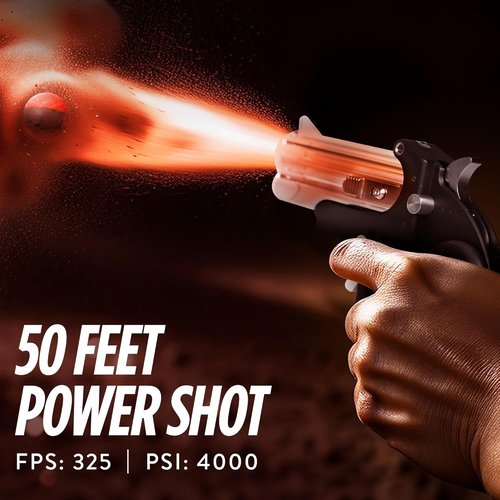 Fireball Mini, Smallest .50 Caliber Launcher, Dual-Ammo Air-Powered Home and Self-Defense Device, 50-Foot Range, Compact Non-Lethal Protection Set with Compressed-Air Capsules and Training Rounds