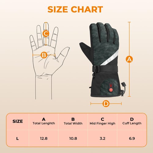 Heated Gloves Camouflage, 7.4V 3200mAh Rechargeable Heated Gloves for Men Women, Waterproof Touchscreen Electric Heating Gloves for Cold Weather Motorcycle Skiing Snowboarding Hiking Hunting Gifts