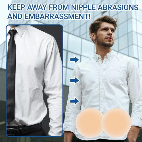 Funnysoft 4 Pcs 4/12 Pcs Nipple Covers Men Reusable Silicone, No Show Anti-Chafe Sweat-Resistant Sport Men Nipple Shield for Runner Gym