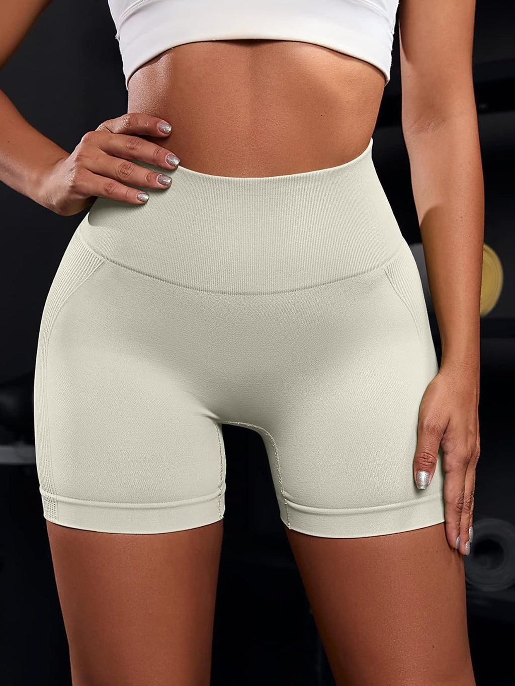 OVESPORT High Waisted Workout Shorts for Women - Seamless Scrunch Butt Lifting | 3 Piece Set