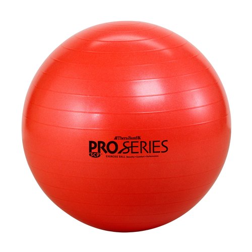 THERABAND Exercise Ball, Professional Series Stability Ball with 55 cm Diameter for Athletes 5'1" to 5'6" Tall, Slow Deflate Fitness Ball for Improved Posture, Balance, Yoga, Pilates, Core, Red