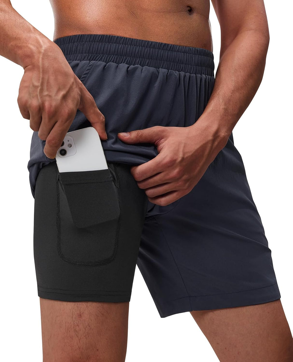 Skiennix Running Shorts for Men - 2 in 1 Quick Dry Athletic Gym Shorts with Phone Pockets | Comfortable Fit