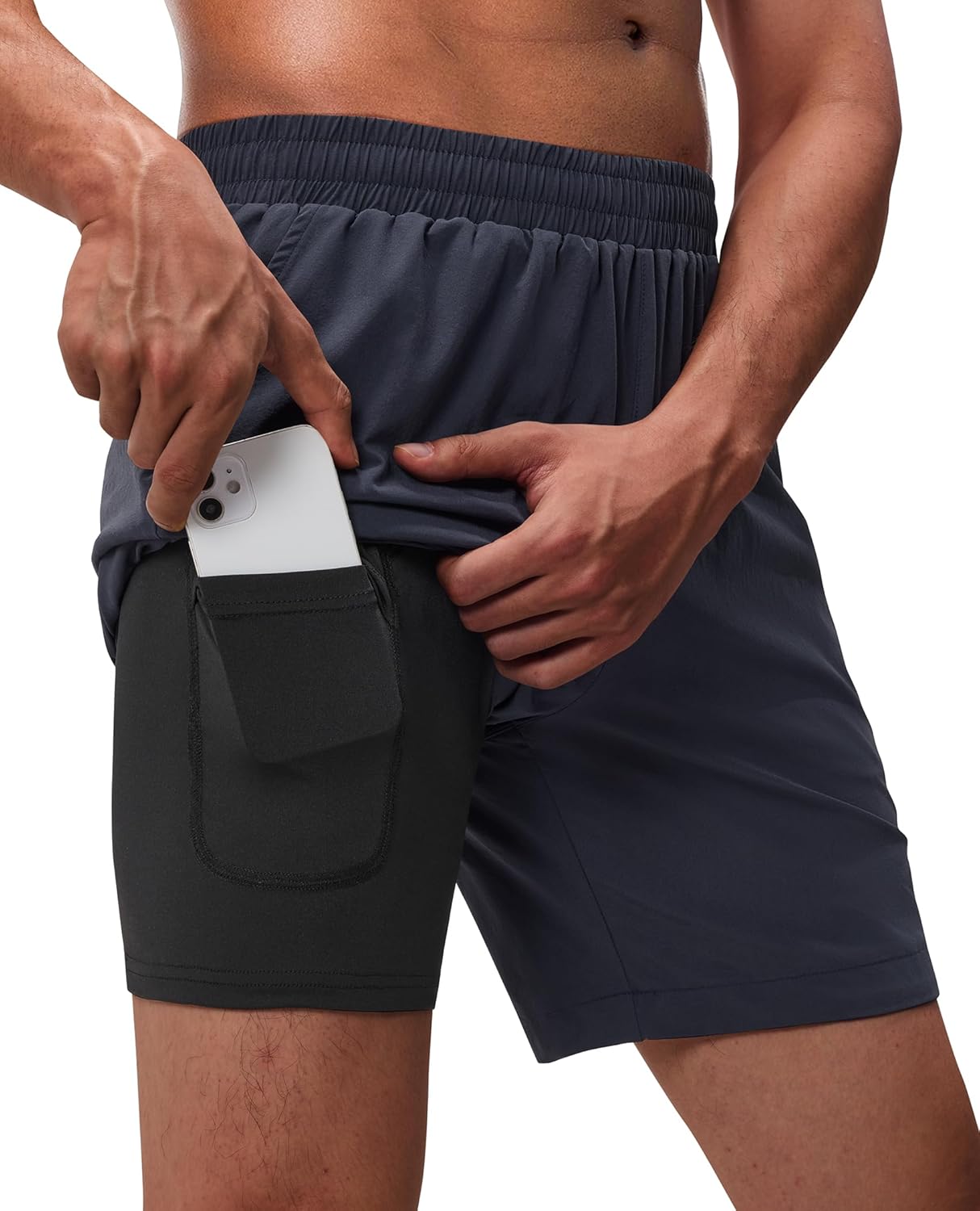 Skiennix Running Shorts for Men - 2 in 1 Quick Dry Athletic Gym Shorts with Phone Pockets | Comfortable Fit