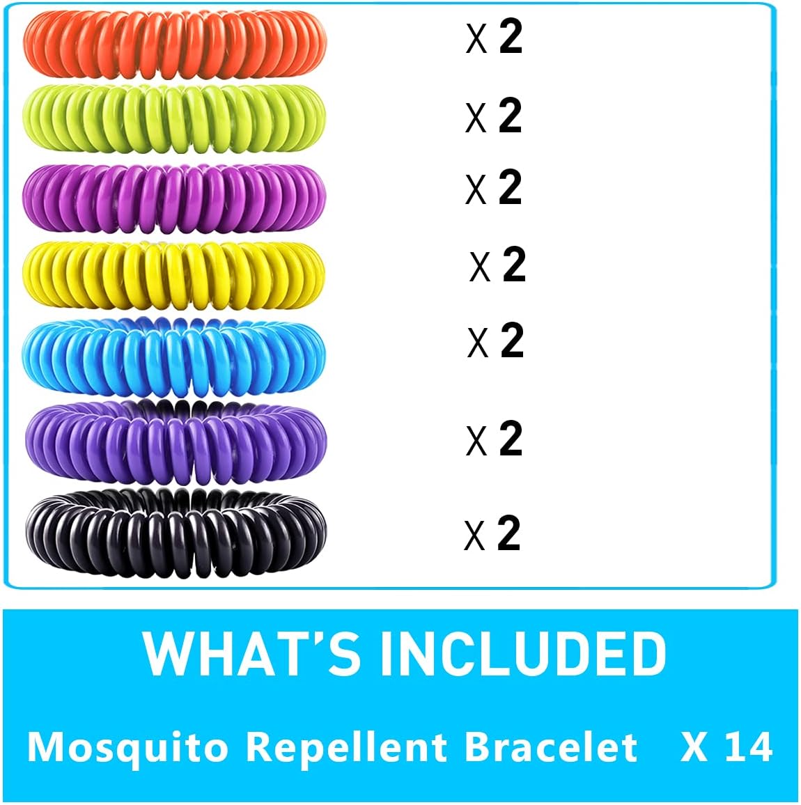 Skiennix Mosquito Bracelets - 14 Pack for Kids & Adults | Natural Citronella, Lemongrass & Eucalyptus, 350 Hours of Protection