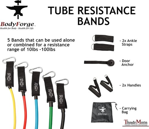 BodyForge Resistance Bands - Versatile Exercise Bands with Handles for Strength Training | Home Gym Equipment