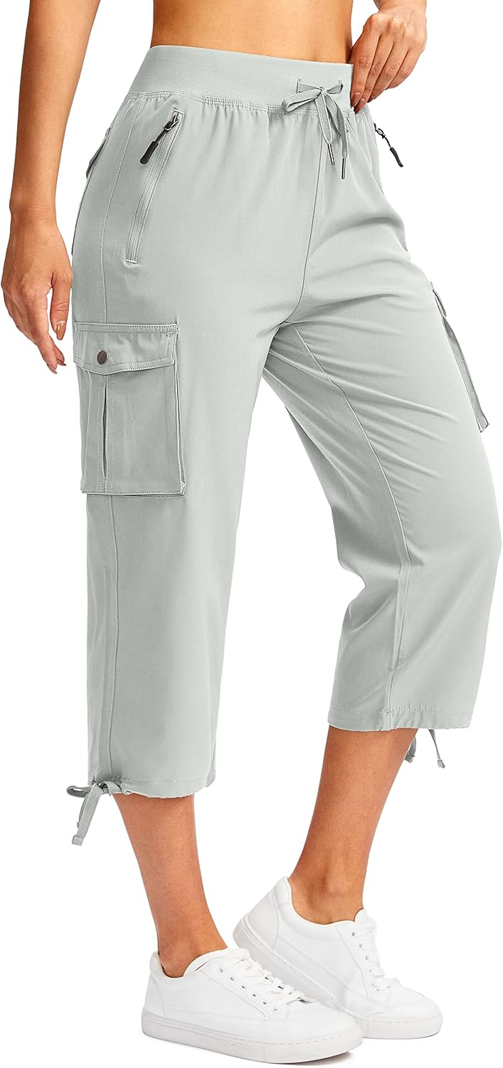 Soothfeel Women's Cargo Capris - Lightweight Quick-Dry Hiking Pants with 6 Pockets | Casual Summer Style