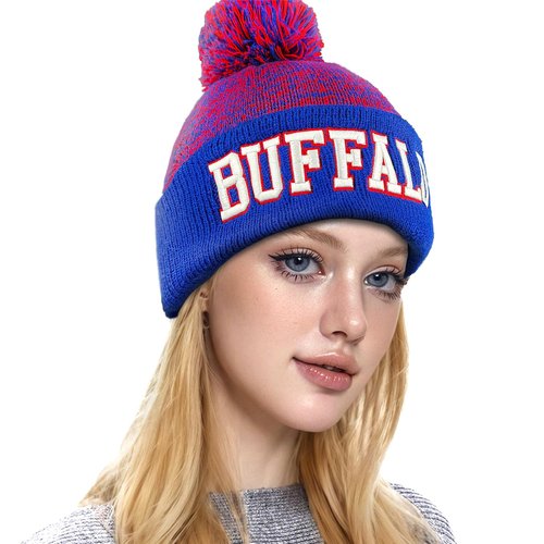 YANGUMGUAN Buffalo Football Beanie Hat for Men and Women Super Soft Knit Pom Skullcap Winter Toque Cap