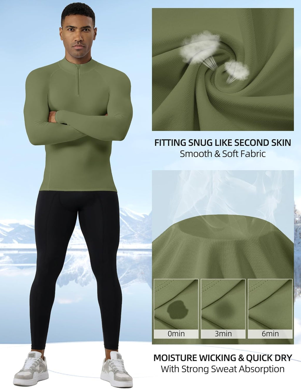 SPVISE Quarter Zip Workout Pullover - Men's Dry Fit Long Sleeve Compression Tee | Sport Baselayer