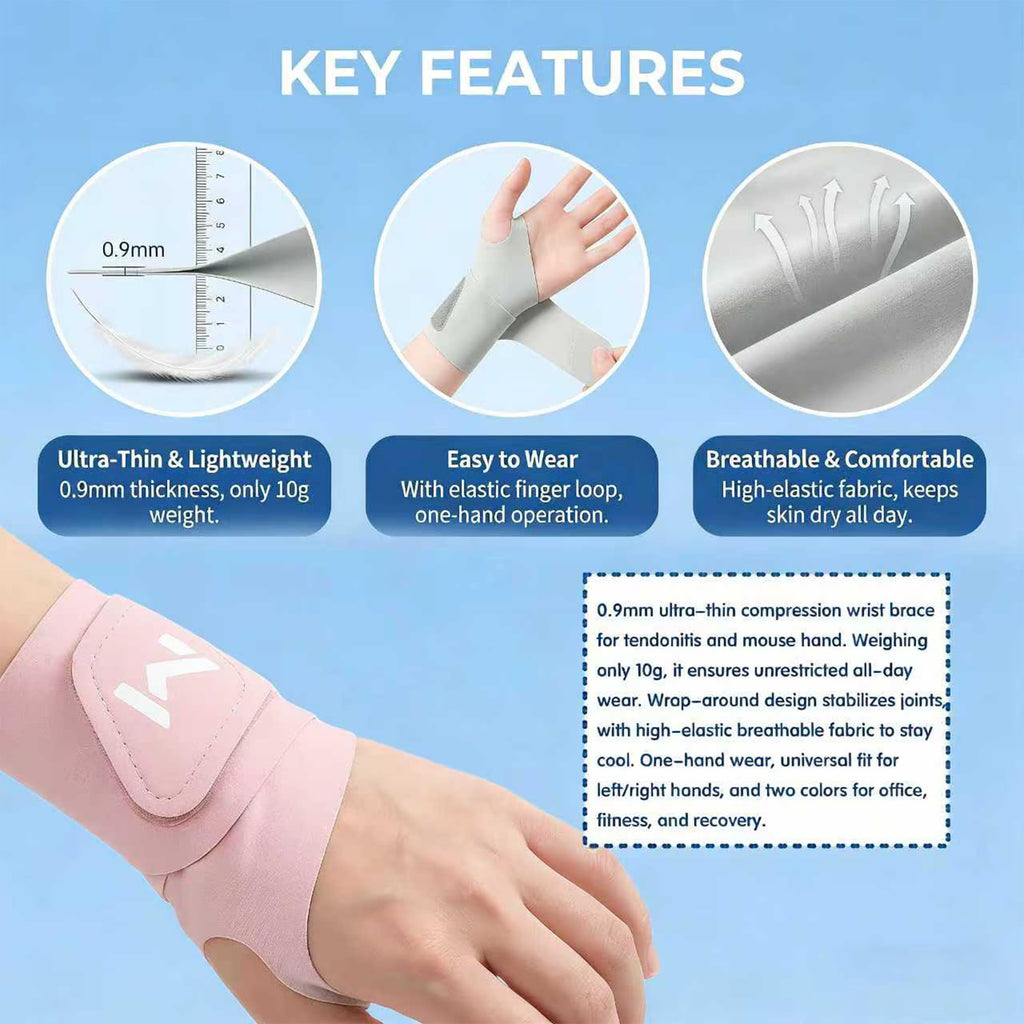 joxipe Ultra Thin wrist brace(2 Pack) Thin Wrist Brace for Carpal Tunnel & TFCC Support – Breathable Compression Wrist Wrap for Tendonitis, Arthritis & Repetitive Strain, Fits Left or Right Hand (Pink)