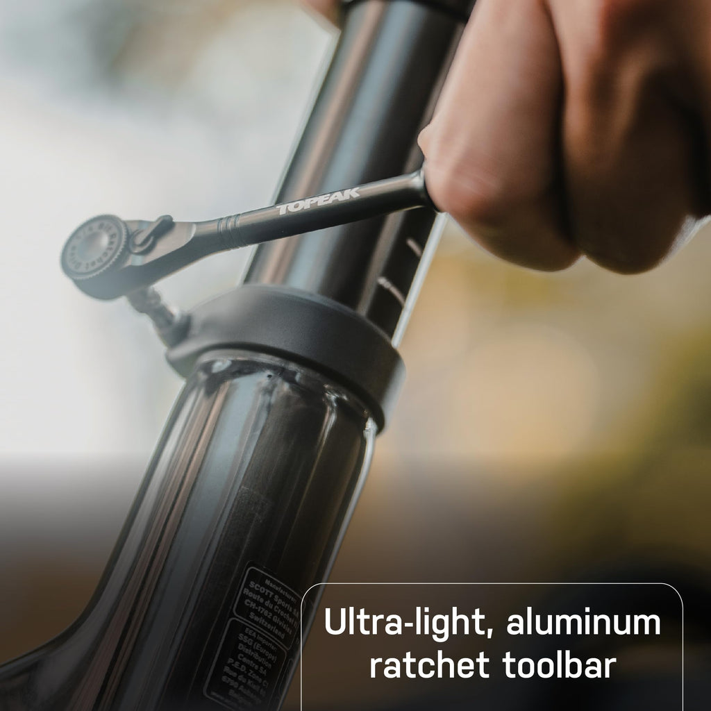 Topeak Ratchet Rocket Essential – Lightweight Compact Ratchet Tool Set with 10 Hardened Steel Bits, Magnetic Bit Holder, and Nylon Carry Bag for Cyclists