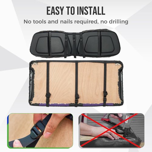 Tecoom Golf Cart Bench Seat Covers Fit for EZGO RXV Front Seats, Customized OEM Seat Protector Set, Vinyl Front Back Seat Cushion for 2 Person Seats Golf Carts Accessories, No Stapler, Easy to Install