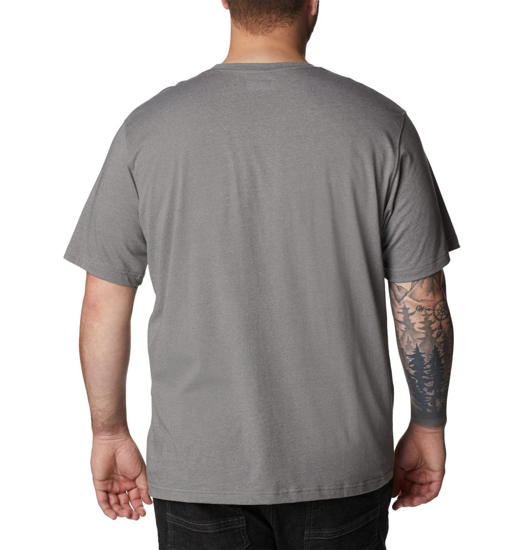 Columbia Men's Thistletown Hills Graphic Short Sleeve, City Grey Heather/Hikers Graphic, 6X Big