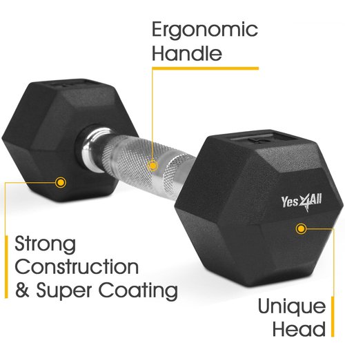 Dumbbell - Rubber Hex - 5lbs