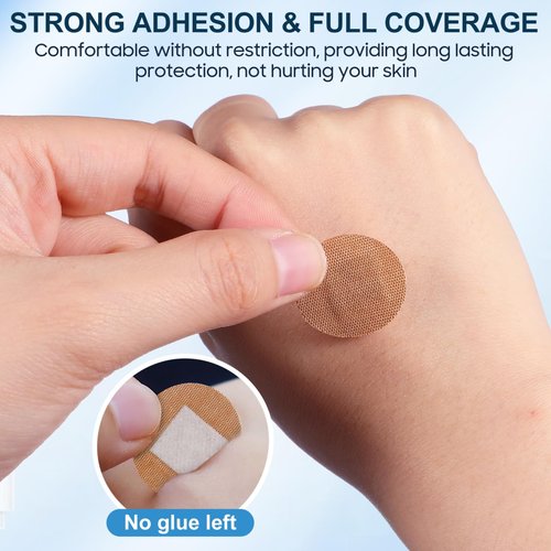 NOLITOY 100pcs Elastic Spot Bandages, Small Round Adhesive Flexible Fabric Tape Sticker for Wounds Protection Care in Multiple Sizes