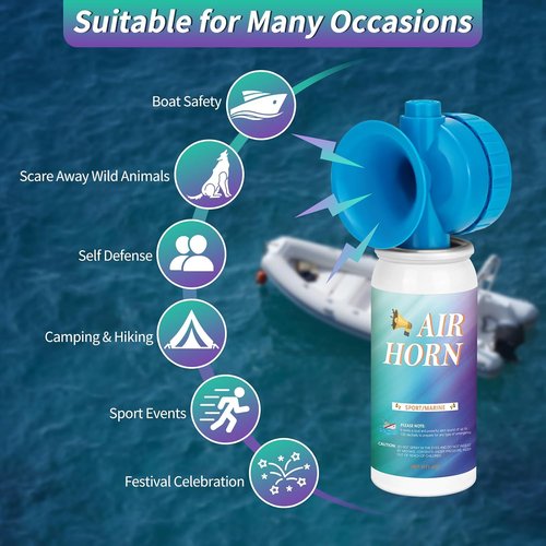 Air Horn Can - 1.4oz Safety Air Horn for Sporting Events & Camping | Loud Marine Air Horns, 2-Pack