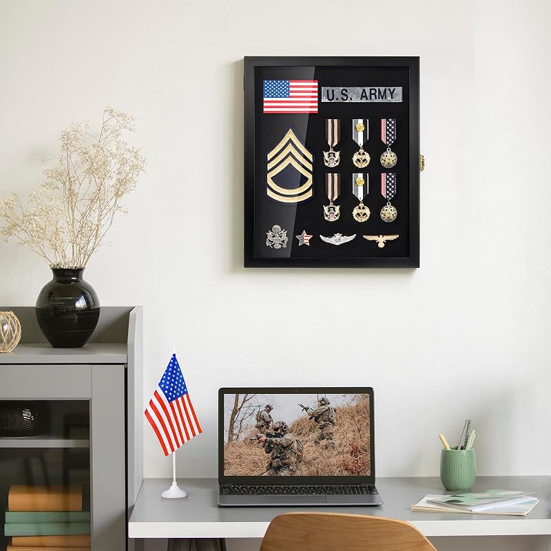 11x14 Pin Display Case for Military Badges & Medals - Black Variation