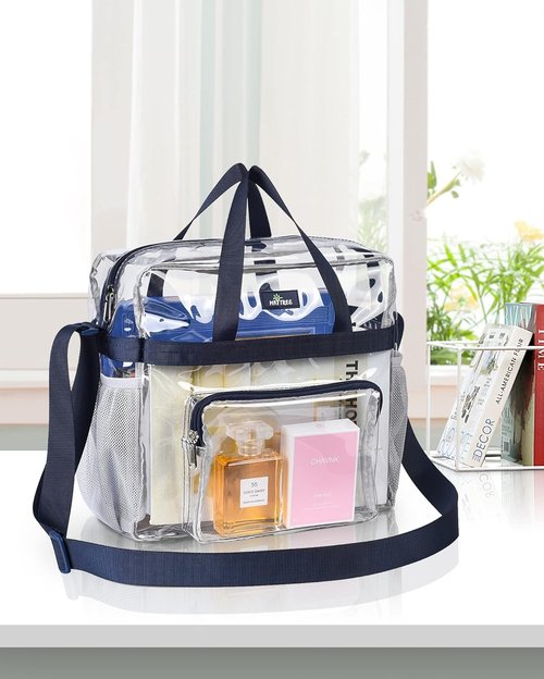MAY TREE Clear Stadium Bag - 12x6x12 Clear Tote with Reinforced Straps for Work & Events