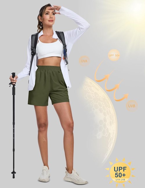 MAGCOMSEN Women's Hiking Cargo Shorts - Quick Dry, Lightweight, UPF 50+ | Casual Summer Shorts with Pockets