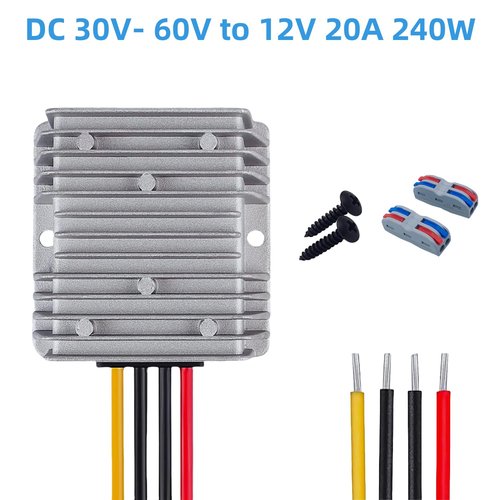 Step Down Converter 48V to 12V 20A 240W - Golf Cart Voltage Regulator IP68 Waterproof for RV Marine