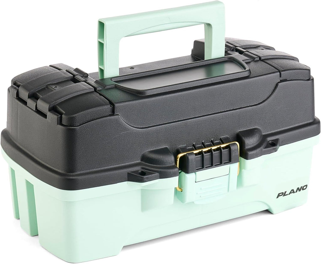 Plano | Catch All One-Tray Tackle Box Kit - Rust-Proof Brass Latch, Deep Storage, Black/Blue