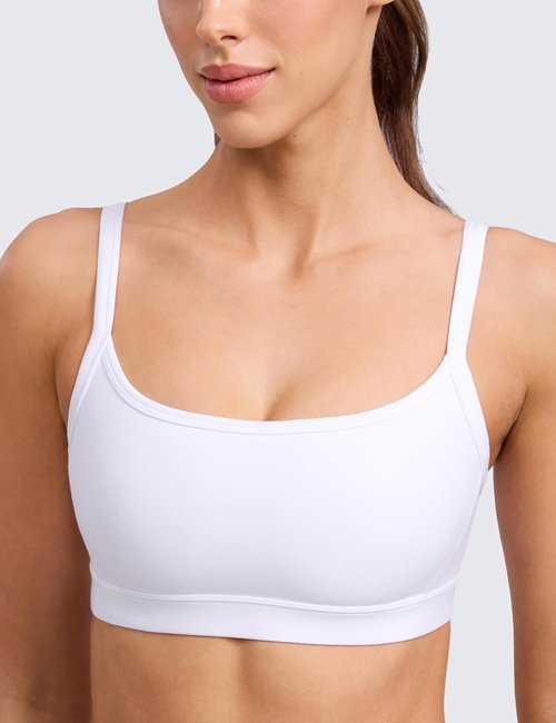 CRZ YOGA Sports Bra - Butterlift Double Lined Scoop Neck with Spaghetti Straps | U-Back Design, Non-Padded