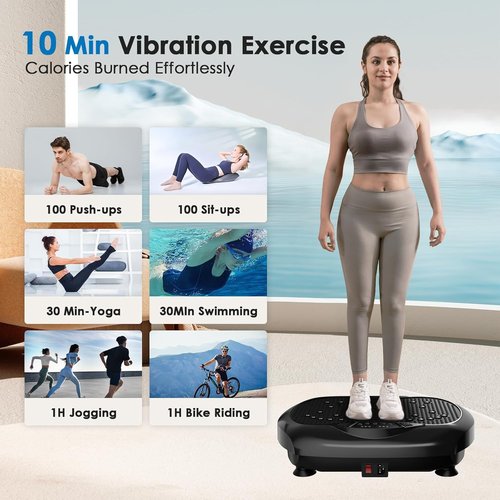 Natini Vibration Plate Exercise Machine - Whole Body Vibration Platform for Weight Loss | Home Fitness with Resistance Bands & Remote