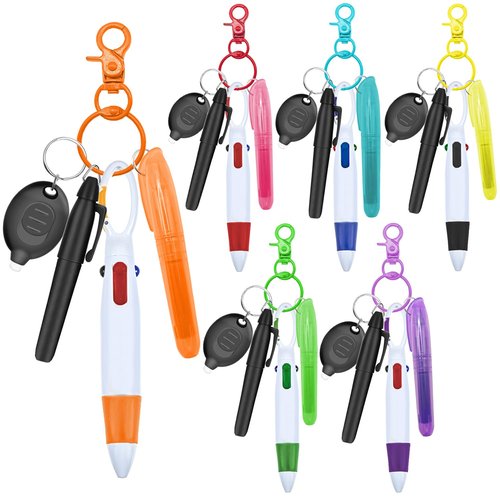 Daemson Nurse Pen Set, 6-Pack Nursing Essentials with Ballpoint Pens, Highlighters, Permanent Markers, LED Keychain Flashlights, and Badge Reel Clips