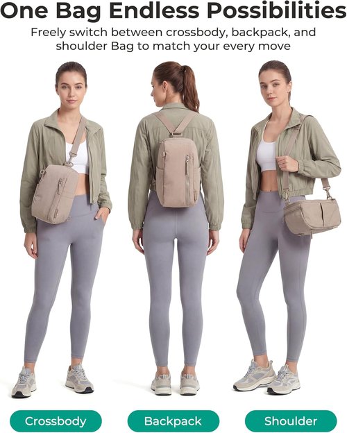 BAGSMART Small Sling Bag - Versatile Crossbody Mini Backpack Purse for Daily Travel | 9L Capacity, 6 Pockets