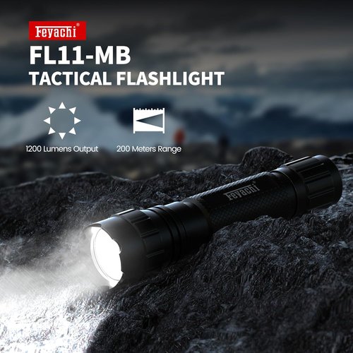 Feyachi Tactical Flashlight - 1200 Lumens Rifle Light with M-LOK Offset Mount & Pressure Switch | IP65 Waterproof, 200m Beam