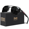 LUENX Aviator Sunglasses for Men Square Polarized Polygon Lens - UV 400 Protection with Accessories Driving Outdoor