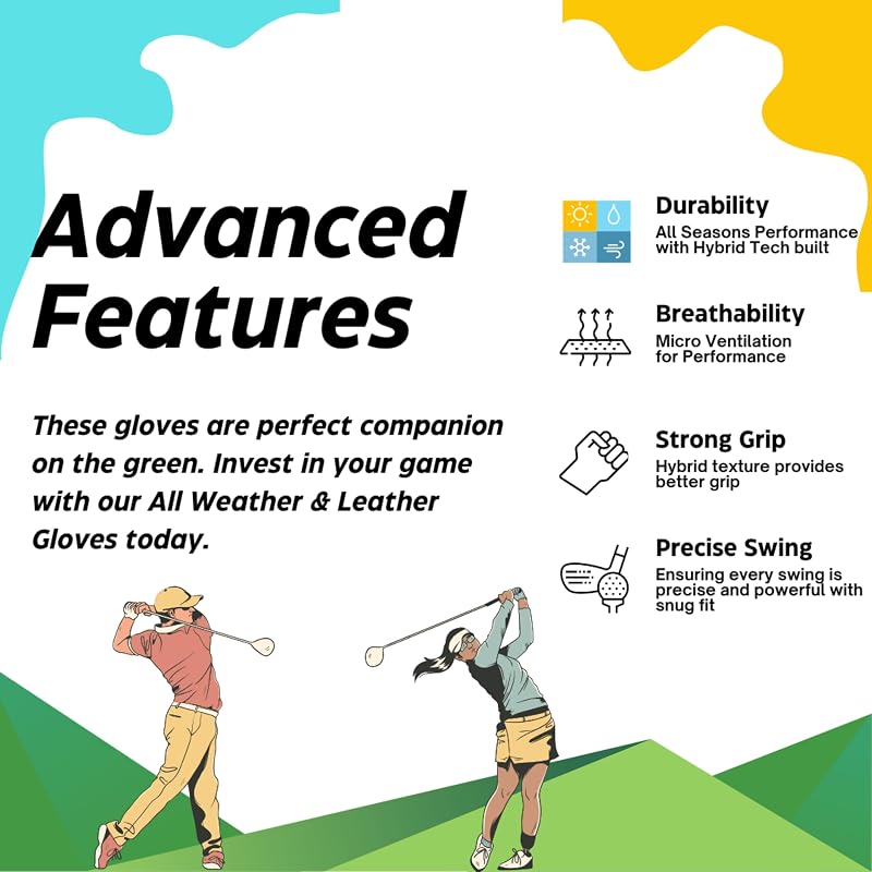 All-Weather Golf Gloves Pack of 5 for Right-Handed Players - White Microfiber & Leather