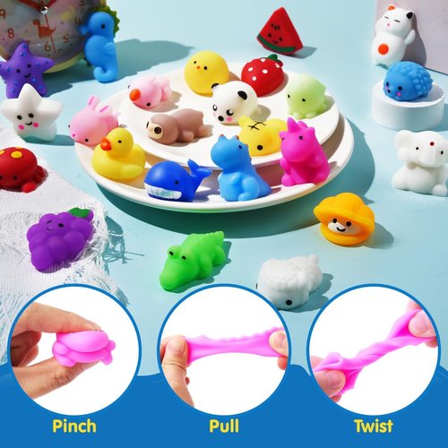 JOYIN Mochi Squishy Toys Set - 25 Pack Mini Kawaii Stress Relief Toys for Kids | Perfect Party Favors & Goodie Bag Fillers